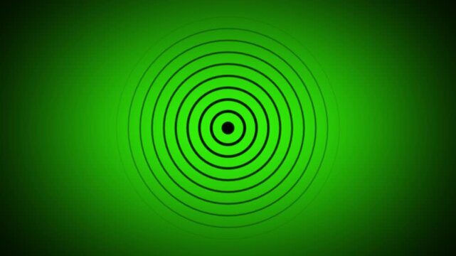 Red spiral radio wave station signal animation on green background. Radio Waves in Circle Form, Radio wave signal and sound wave signal, radar animated. Technology radio waves signal icon animation.
