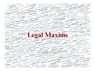 Obraz premium Legal Maxims word cloud background featuring various Latin law terms and principles. Ideal for legal professionals, education, and justice concepts.