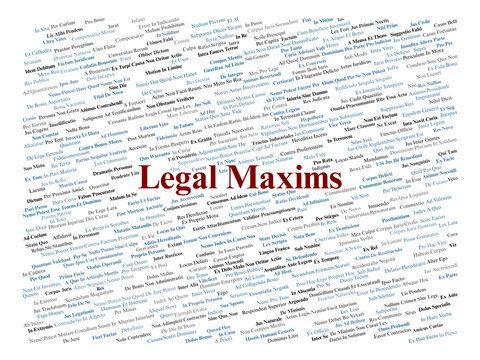 Legal Maxims word cloud background featuring various Latin law terms and principles. Ideal for legal professionals, education, and justice concepts.