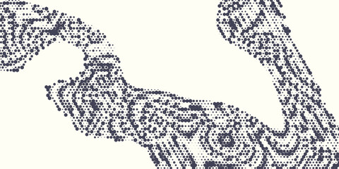 Fototapeta premium Hexagon Shapes Vector Abstract Geometric Technology Oscillation Wave Isolated on Light Background. Halftone Hex Retro Simple Pattern. Minimal 80s Style Dynamic Tech Wallpaper