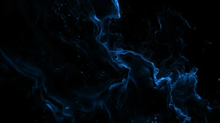 Fototapeten Fraktale Wellen Blue smoke waves flowing on a dark black background  © Indra