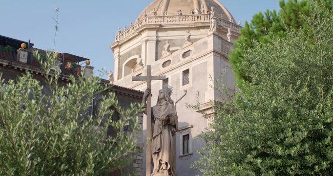 Footage of the statue near Cathedral of Saint Agatha in Catania, Sicily, 4k