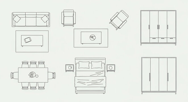 Architectural Drawings of Furniture and Fixtures.
