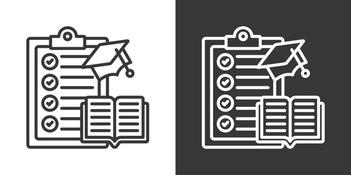 Educational Program Icon Set Vector Collection Isolated In Black And White