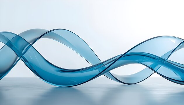 Glass morphism abstract background with translucent blue wave curves fluid motion sinusoidal ribbon minimal futuristic digital design