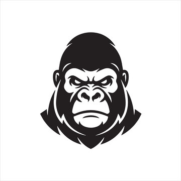 Black and white gorilla head bold facial animal primate