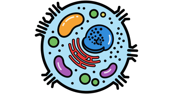 Detailed illustration of an animal cell with organelles.