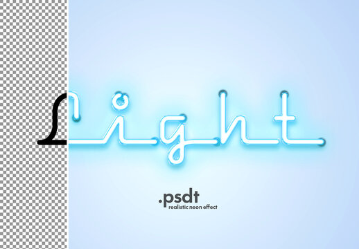 Realistic neon tube light text effect. Use on any shape