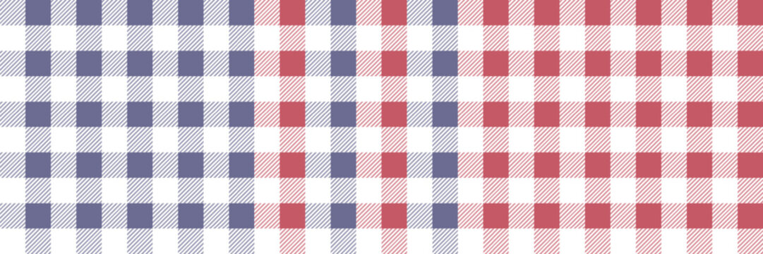 Red White Blue Buffalo Check Gingham Seamless Pattern inspired by American Independence Day. Patriotic Plaid Checkered Design in Two Colorways, perfect for 4th of July fabric, wrapping paper, digital 