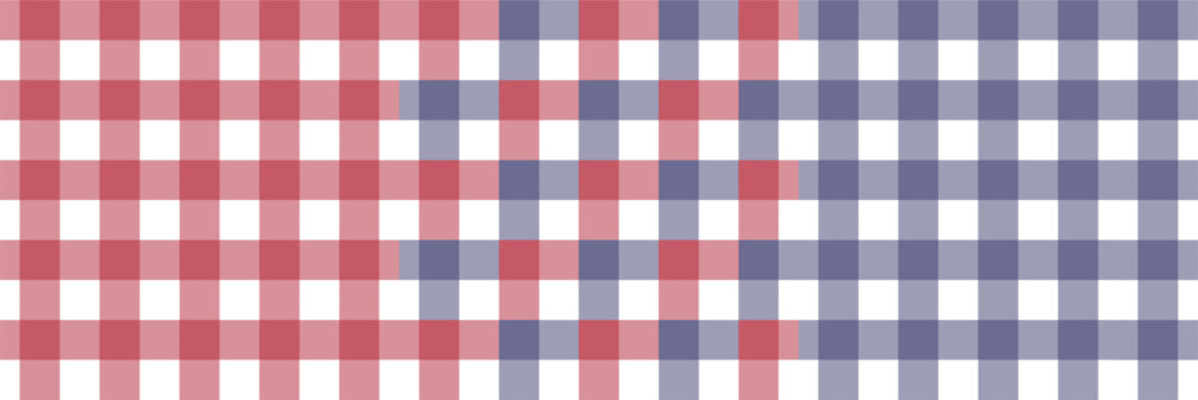 Red White Blue Classic Gingham Seamless Pattern inspired by American Independence Day. Soft Patriotic Check Design in Three Colorways, perfect for 4th of July fabric, wrapping paper, digital paper and