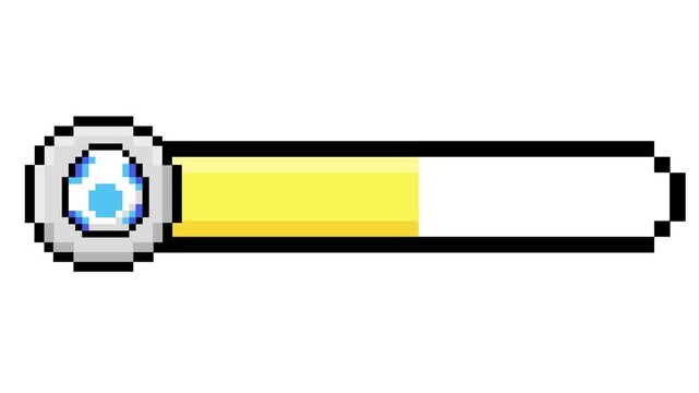 Vibrant pixel art progress bar, a classic game element, showing loading or status with unique egg icon