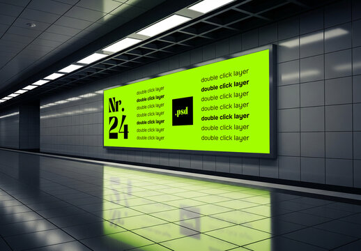Wall advertising in a modern indoor environment mockup