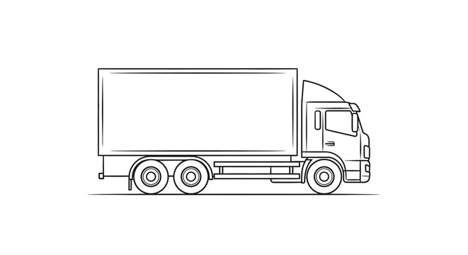 Line Art Delivery Truck Vector Illustration - Freight Vehicle Icon
