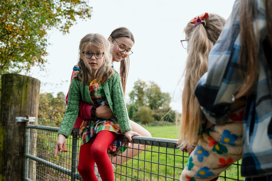 Family walks in nature, Co. Kildare with horses and 7 children