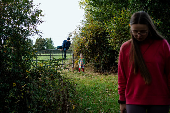 Family walks in nature, Co. Kildare with horses and 7 children