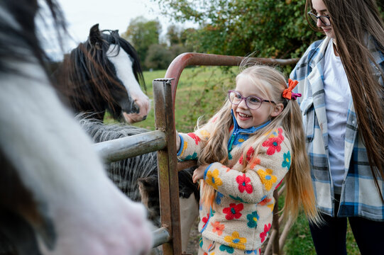Family walks in nature, Co. Kildare with horses and 7 children