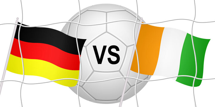 Flags of two opposing countries in a football match