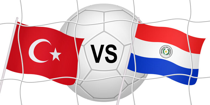 Flags of two opposing countries in a football match