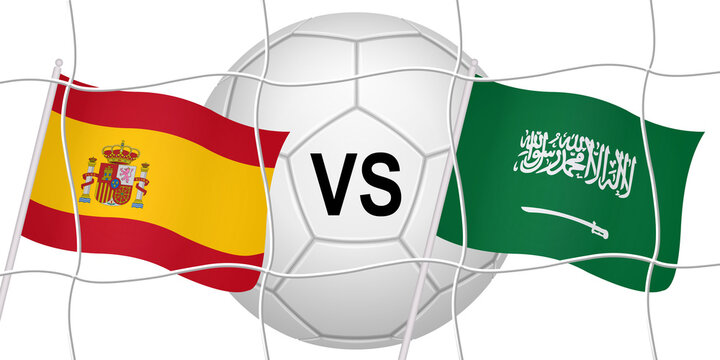 Flags of two opposing countries in a football match