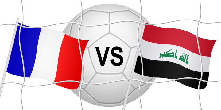 Flags of two opposing countries in a football match
