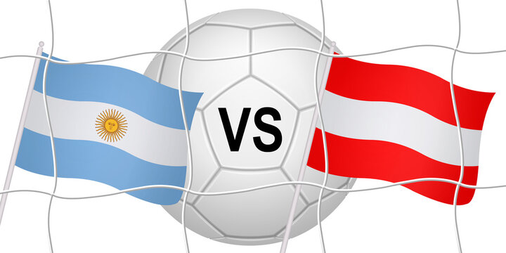 Flags of two opposing countries in a football match