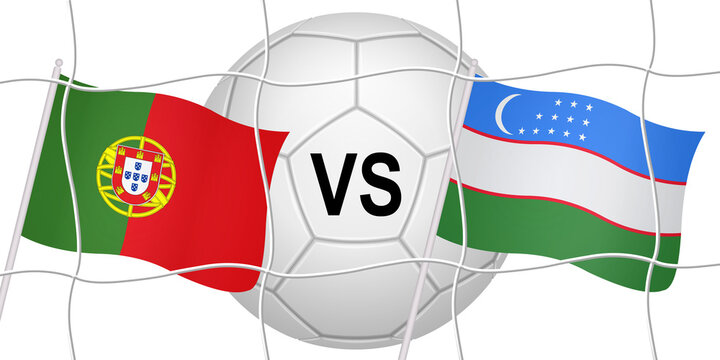 Flags of two opposing countries in a football match