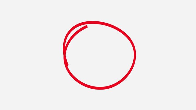 Hand drawn red circle highlights animation on transparent background,For marking text,
marker pen, pencil, hand-drawn doodle grunge circle highlights. 4K Video animation on transparent background.