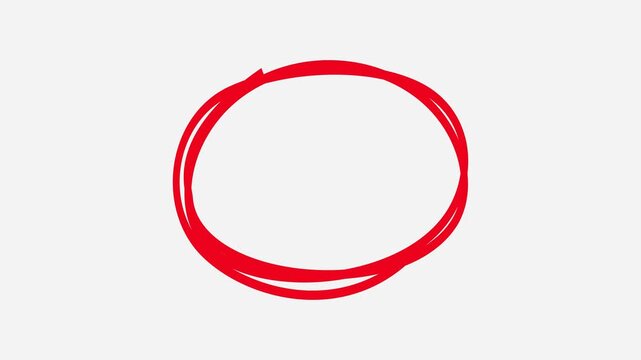 Hand drawn red circle highlights animation on transparent background,For marking text,
marker pen, pencil, hand-drawn doodle grunge circle highlights. 4K Video animation on transparent background.