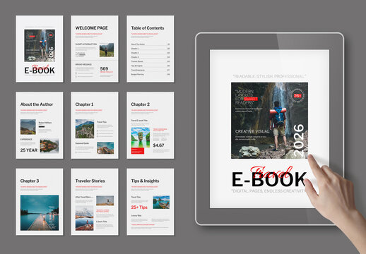 Modern Travel eBook Design Template for Tourism Guide