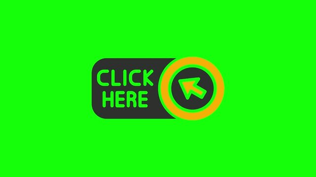 Animated click here call to action buttons with green screen background for digital marketing