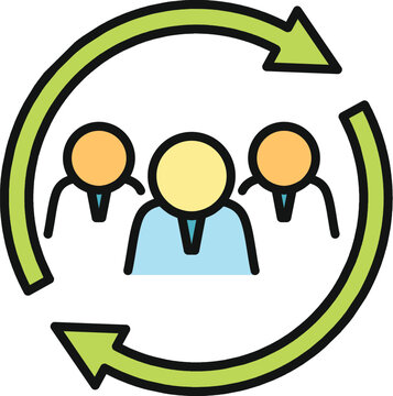 People icon representing team rotation in a continuous business process