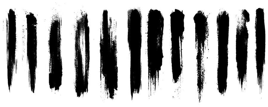 Set of brush strokes. Vector illustration.