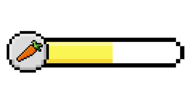 Vibrant Pixelated Carrot Progress Bar Icon Representing Health or Energy Level for Retro Game User Interface Design