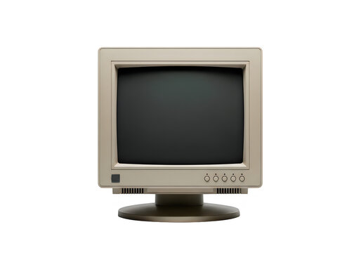 Vintage retro computer monitor isolated on transparent background