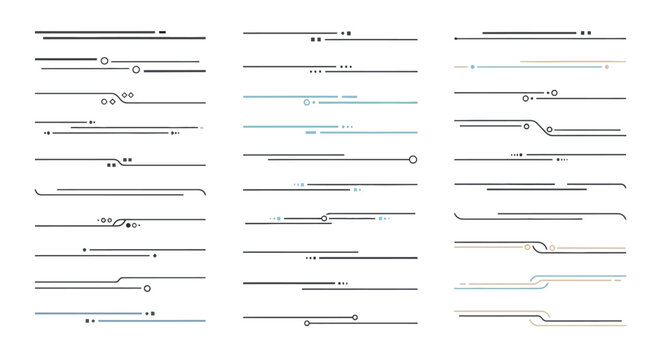 Collection of abstract horizontal lines and shapes for design elements.
