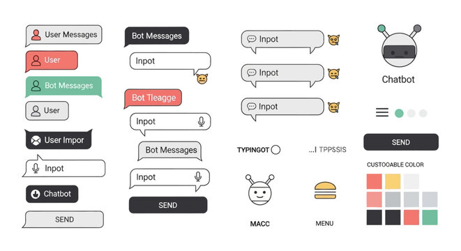 Chatbot UI Elements and Icons.