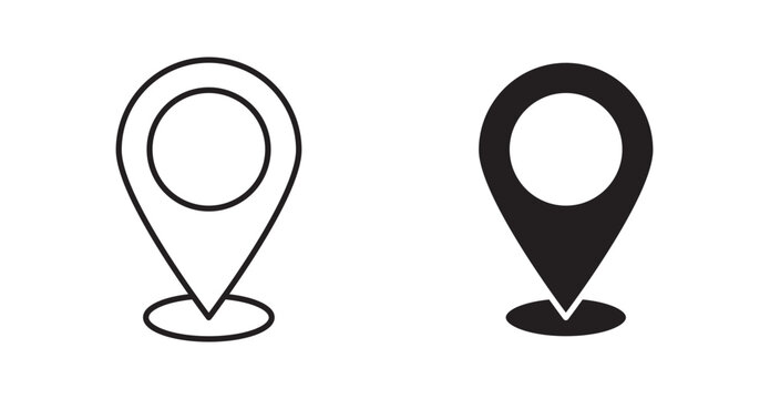 Map marker icon. Vector illustration isolated on white.