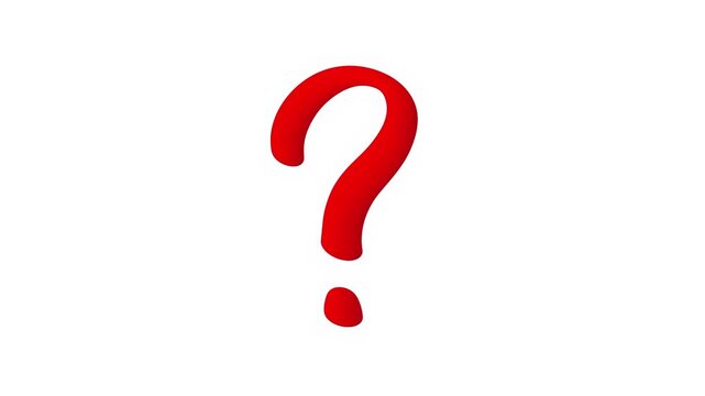 Thick red question mark drawing on white. Animated bold error and problem symbol, support concept motion graphics