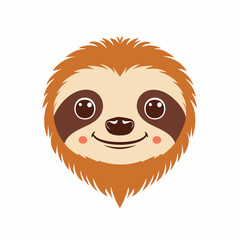 Naklejka premium Cute Cartoon Sloth Face Illustration