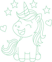 Unicorn Coloring Page For Kids © Jaynal