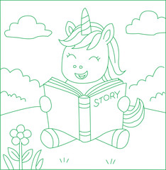 Unicorn Coloring Page For Kids © Jaynal