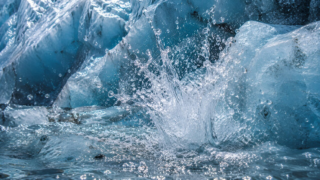 Glacier Water Eruption Background Close Up Arctic Nature Concept