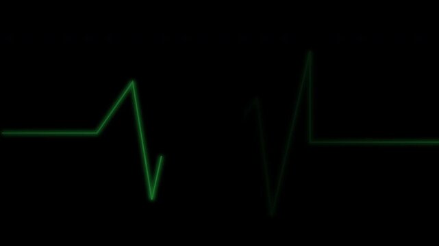 Green line color heartbeat rate and pulse line with grid, loop motion animate footage on black background. 4k animation
