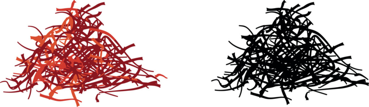 "Vector Illustration of Saffron Threads in Color and Sketch Style for Gourmet Cooking and Spice Themes"