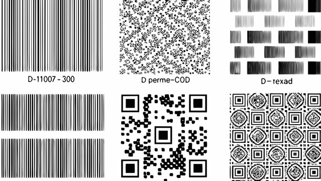 collection of various barcode and qr code patterns on a white background data encoding visuals