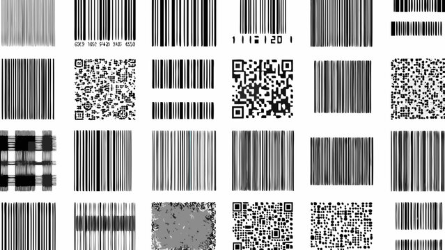 collection of various barcode and quick response code symbols on a white background