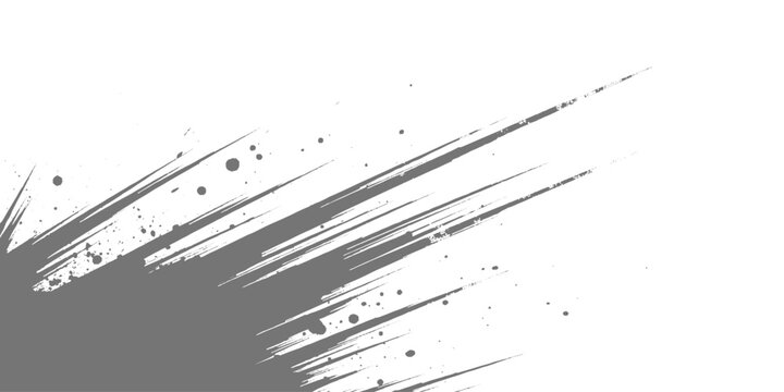 Dynamic black ink streaks slashing diagonally across a white background, with splatter accents and a bold, abstract, high-energy brushstroke style vector design.	
