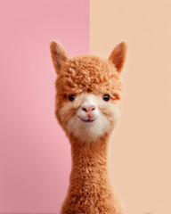 Fototapeta premium Cute Alpaca Portrait For Friendly Animal Branding And Children Content