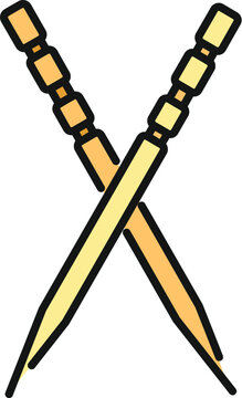 Two crossed toothpicks representing oral care and appetizer serving