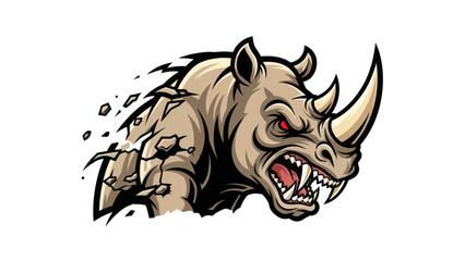 Aggressive rhino mascot vector illustration © Farelious